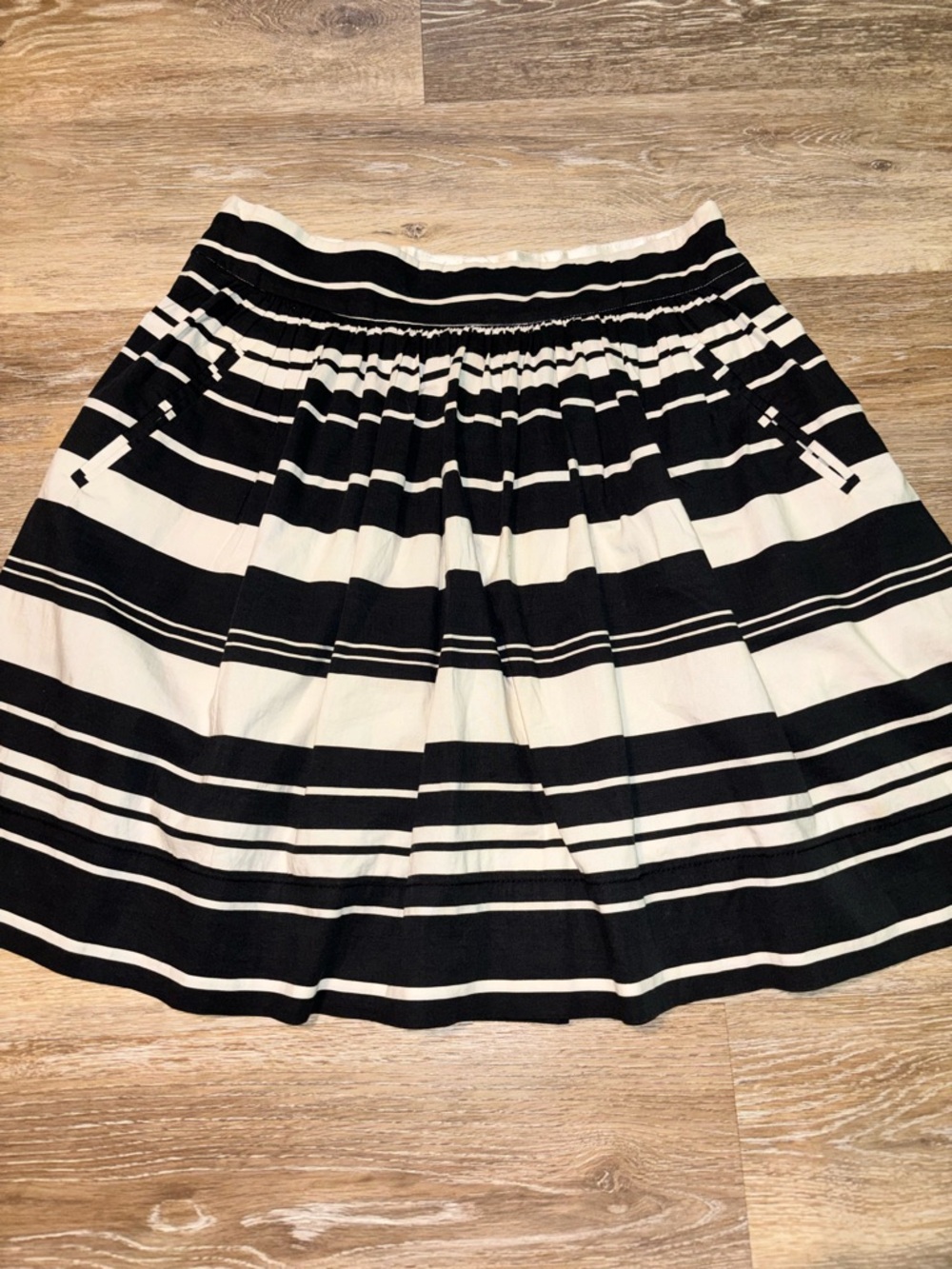 Banana Republic Black and White Striped Circle Skirt